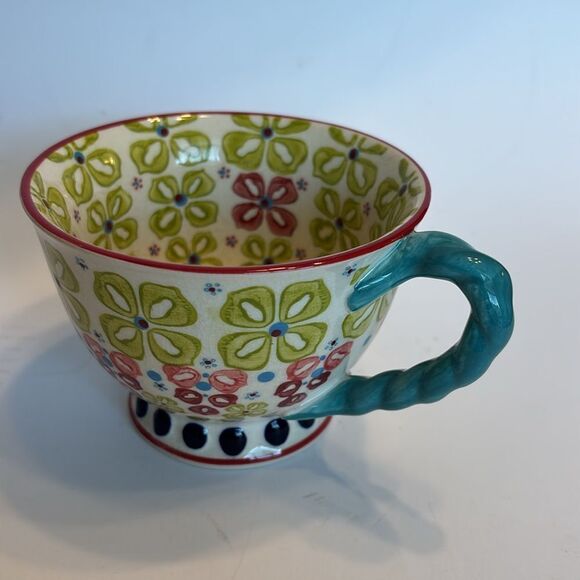 Anthropologie Elka Floral Twist Pedestal Cup Mug - Picture 2 of 10